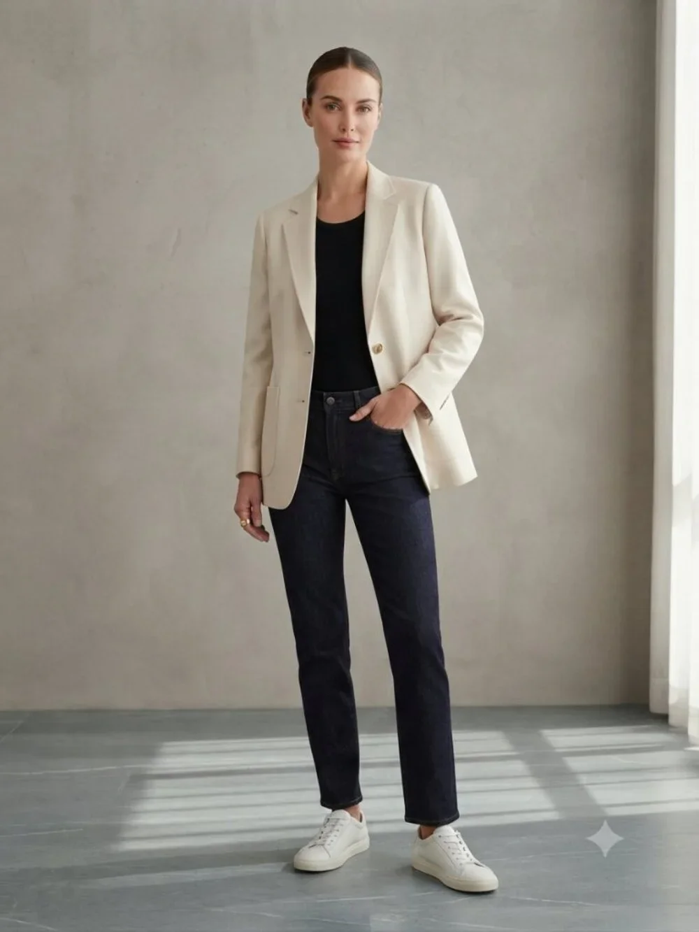 Vintage Minimalist 100% Linen Blazer Quite Luxury Coastal Grandma Neutral Beige